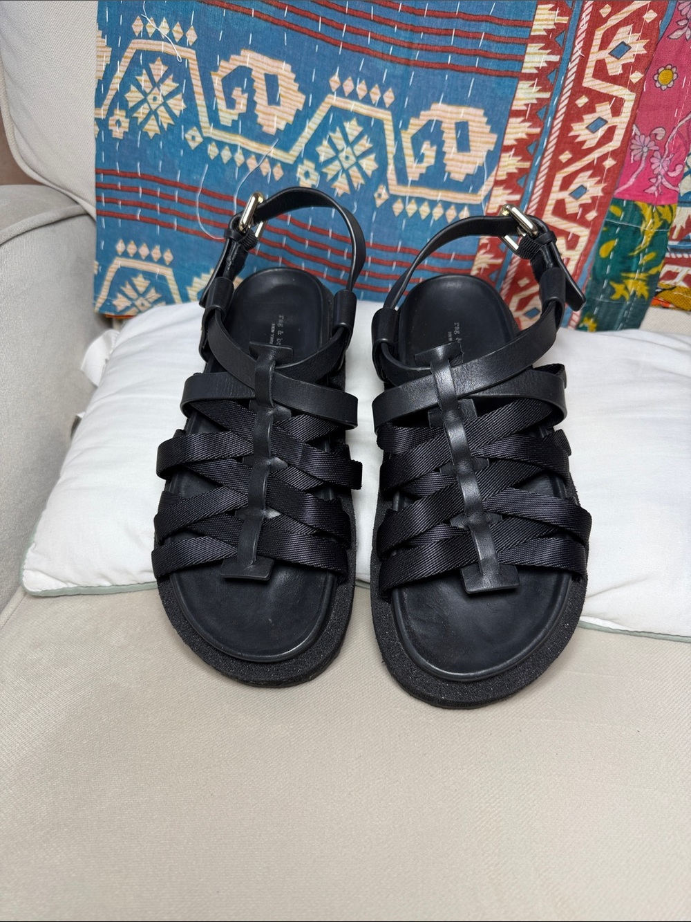 rag & bone Black Park Platform Fisherman Sandals - Size 36.5/6.5